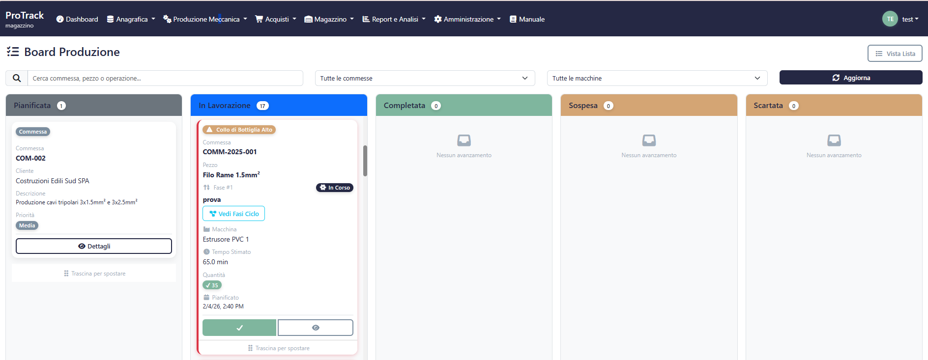 ProTrack Magazzino - Board